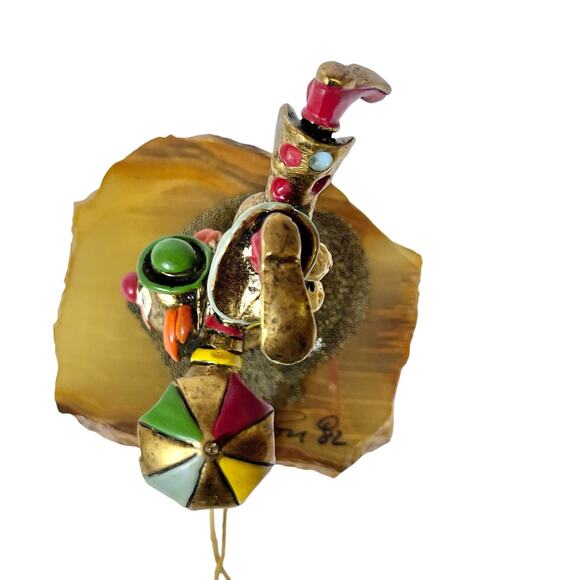 Ron Lee Acrobat Handstand Clown Umbrella Gold Onyx Hand Painted Signed 1982 - Picture 4 of 16